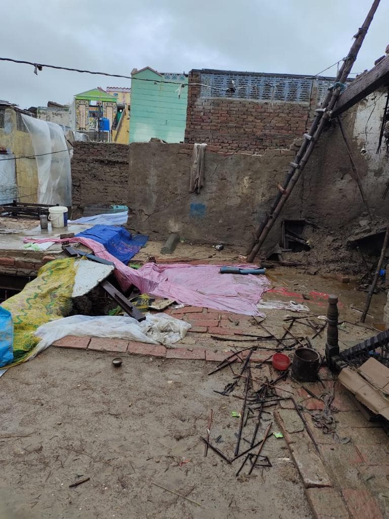 A family home damaged after severe rain and flooding